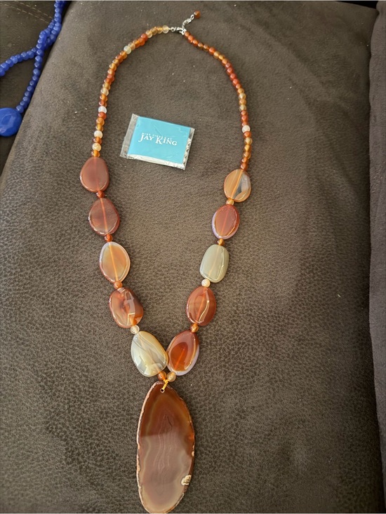 Jay King Jewelry - Jay King Agate Slice Pendant Necklace in Brown and Cream